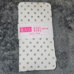 Children’s Place Glitter Polka‑Dot Tights • Size 12–14 Girls • NWT